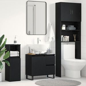 vidaXL Dulap pentru Chiuveta de Baie Stejar Negru 65 x 33 x 60 cm imagine
