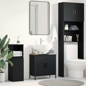vidaXL Dulap pentru Chiuveta de Baie Stejar Negru 60 x 30 x 60 cm imagine