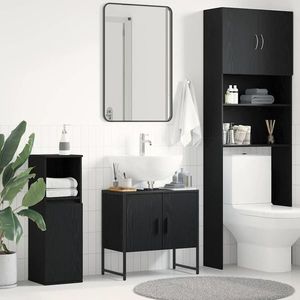 vidaXL Dulap pentru Chiuveta de Baie Stejar Negru 60 x 30 x 60 cm imagine