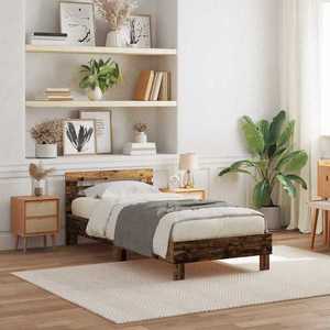 vidaXL Cadru de pat cu headboard Lemn vechi 100 x 200 cm Lemn compozit imagine