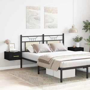 vidaXL Dulap de noapte Pe perete 2 pcs Stejar negru 35 x 35 x 20 cm imagine