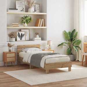 vidaXL Cadru de pat stejar artizanal 90 x 190 cm Lemn compozit imagine