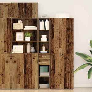 vidaXL Bufet cu sertar Lemn vechi 30 x 42.5 x 185 cm Lemn compozit imagine