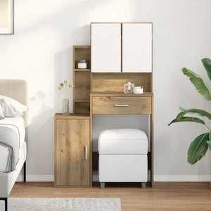 vidaXL Măsuță de toaletă cu sertar stejar artizanal 80 x 35 x 132 cm imagine