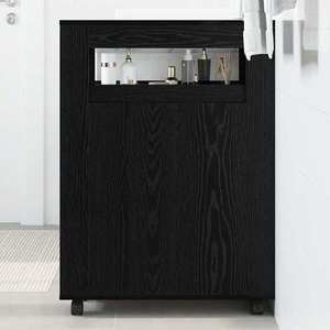 vidaXL Set de mobilier pentru baie Stejar Negru 65 x 23 x 87 cm imagine