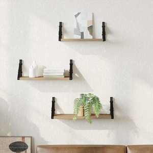 vidaXL Set rafturi de perete 3 pcs stejar artizanal 37 x 12 x 13 cm imagine