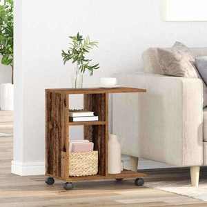 vidaXL Masă laterală cu raft Lemn vechi 50 x 30 x 55 cm Lemn compozit imagine