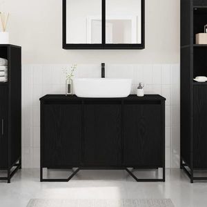 vidaXL Dulap pentru Chiuvetă Altele Stejar Negru 91 x 35 x 60 cm imagine