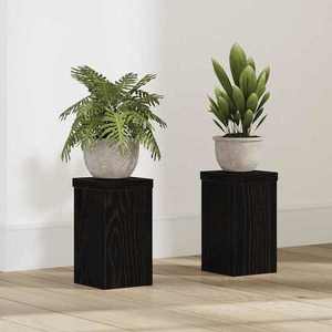 vidaXL Suport pentru plante 2 pcs Stejar negru 10 x 10 x 18 cm imagine