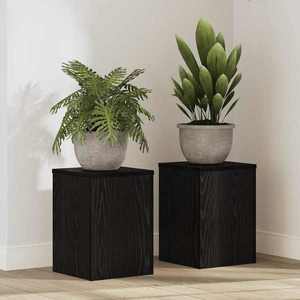 vidaXL Suport pentru plante 2 pcs Stejar negru 25 x 25 x 35 cm imagine