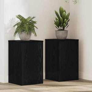 vidaXL Suport pentru plante 2 pcs Stejar negru 30 x 30 x 50 cm imagine