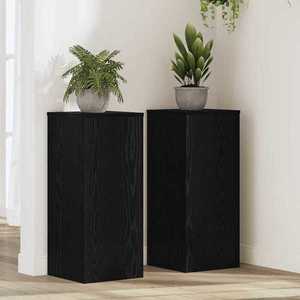vidaXL Suport pentru plante 2 pcs Stejar negru 30 x 30 x 70 cm imagine