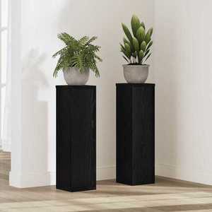 vidaXL Suport pentru plante 2 pcs Stejar negru 17 x 17 x 60 cm imagine