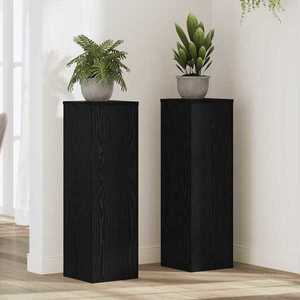 vidaXL Suport pentru plante 2 pcs Stejar negru 25 x 25 x 80 cm imagine