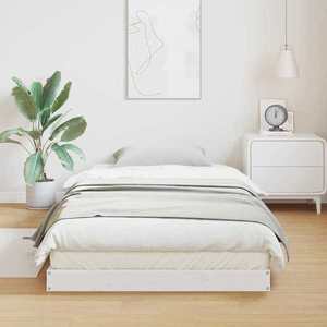 vidaXL Cadru de pat de podea Alb 213.5 x 104 x 9 cm Lemn de pin masiv imagine