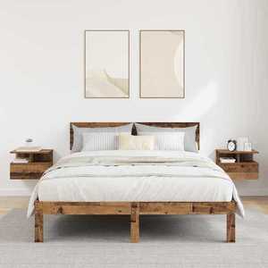 vidaXL Noptieră Suspendată cu sertar 2 pcs Lemn vechi 40 x 31 x 27 cm imagine