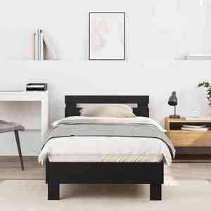 vidaXL Cadru de pat Stejar Negru 193 x 95 x 88 cm Lemn de stejar masiv imagine