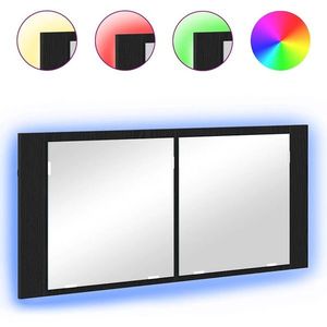 vidaXL Cameră de Oglindă LED cu raft Stejar negru 100 x 12 x 45 cm imagine