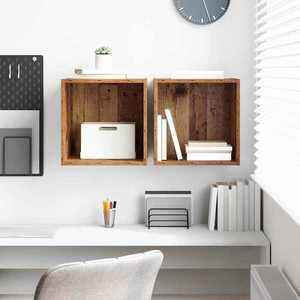 vidaXL Dulap de perete 2 pcs Lemn vechi 37 x 37 x 37 cm Lemn compozit imagine