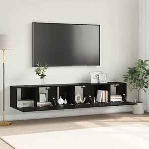 vidaXL Set comodă TV 3 pcs Negru 60 x 30 x 30 cm Lemn compozit imagine