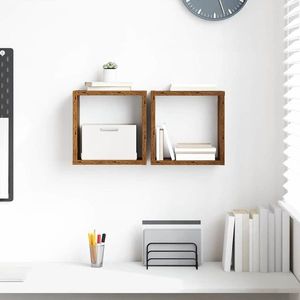 vidaXL Raft de perete cu raft Pe perete Lemn Vechi Lemn compozit imagine