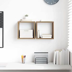 vidaXL Raft de perete cu raft Pe perete Stejar Artizanal Lemn compozit imagine