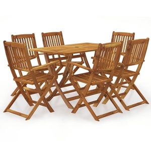 vidaXL Set mobilier de exterior pliabil, 7 piese, lemn masiv de acacia imagine