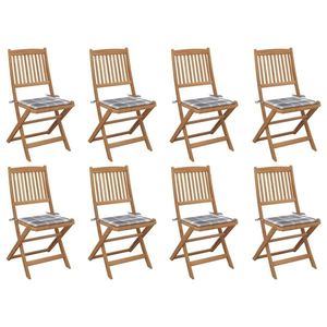 vidaXL Scaune pliabile de exterior cu perne, 8 buc., lemn masiv acacia imagine