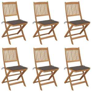 vidaXL Scaune de grădină pliabile cu perne, 6 buc., lemn masiv acacia imagine