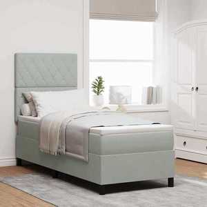 vidaXL Pat cu arcuri cu saltea Gri deschis 80 x 200 cm Catifea imagine