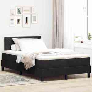 vidaXL Pat cu arcuri cu headboard Negru 120 x 190 cm Catifea imagine
