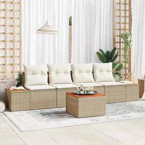 vidaXL Set de canapele pentru grădină cu pernă 5 pcs Bej Rattan poli imagine