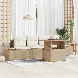 vidaXL Set de canapele pentru grădină 5 pcs Bej Rattan poli imagine