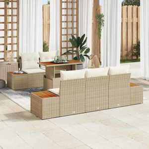 vidaXL Set de canapele pentru grădină 6 pcs Bej Rattan poli imagine