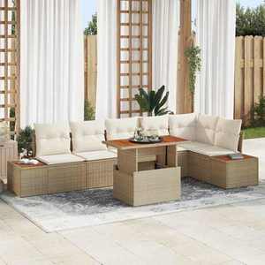 vidaXL Set de canapele pentru grădină 7 pcs Bej Rattan poli imagine