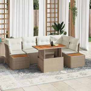 vidaXL Set de canapele pentru grădină 10 pcs Bej Rattan poli imagine