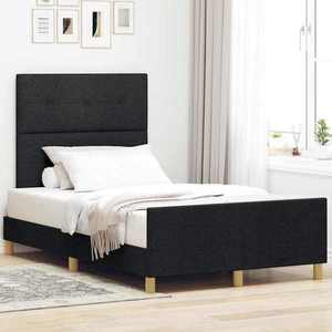 vidaXL Cadru de pat cu headboard Negru 120 x 200 cm țesătură imagine