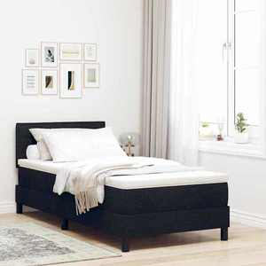 vidaXL Pat boxspring cu saltea cu saltea Negru 100 x 200 cm țesătură imagine