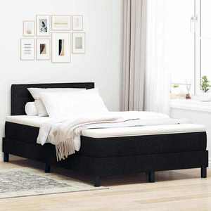 vidaXL Pat boxspring cu saltea cu saltea Negru 120 x 190 cm țesătură imagine