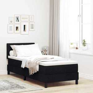 vidaXL Pat boxspring cu saltea cu saltea Negru 80 x 200 cm țesătură imagine