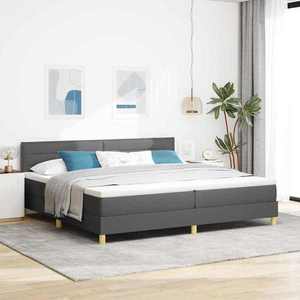 vidaXL Pat boxspring cu saltea Gri închis 200 x 200 cm țesătură imagine
