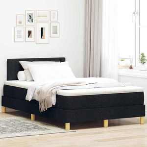 vidaXL Pat boxspring cu saltea cu saltea Negru 120 x 190 cm țesătură imagine
