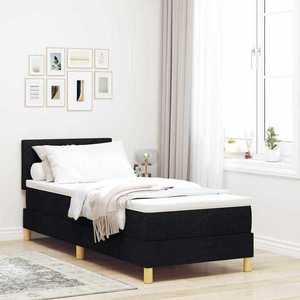 vidaXL Pat boxspring cu saltea cu saltea Negru 80 x 200 cm țesătură imagine