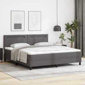 vidaXL Cadru de pat cu saltea Gri 180 x 200 cm Piele artificială imagine