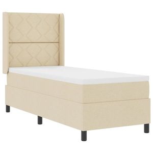 vidaXL Pat cu arcuri cu saltea cu headboard Crem 80 x 200 cm țesătură imagine