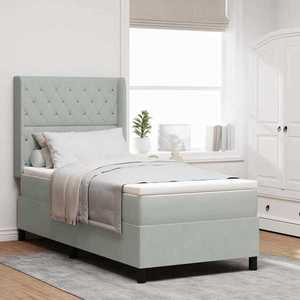 vidaXL Pat cu arcuri cu headboard Gri deschis 100 x 200 cm Catifea imagine