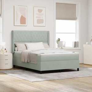 vidaXL Pat cu arcuri cu headboard Gri deschis 140 x 200 cm Catifea imagine