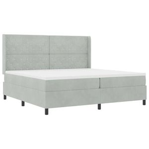 vidaXL Pat cu arcuri cu headboard Gri deschis 200 x 200 cm Catifea imagine