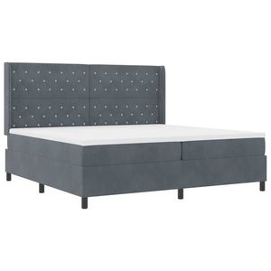 vidaXL Pat cu arcuri cu headboard Gri închis 200 x 200 cm Catifea imagine