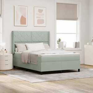 vidaXL Pat cu arcuri cu headboard Gri deschis 140 x 200 cm Catifea imagine